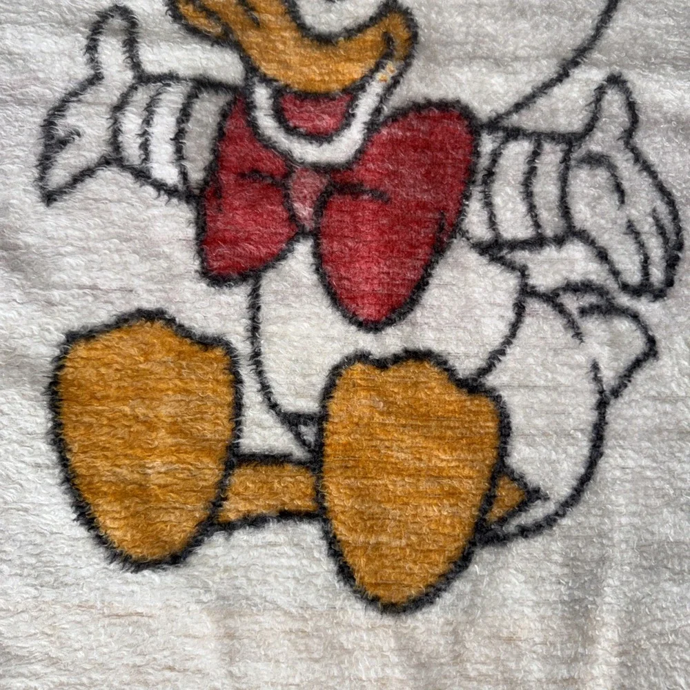 VTG BIEDERLACK Walt Disney Co. Baby Donald Duck Fuzzy Blanket 42X28 Blue Trim